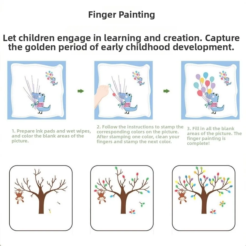 Creative Drawing Coloring Books Handmade DIY Finger Painting Set Thick Cartoon Animal Graffiti Drawing Toys Art Designer