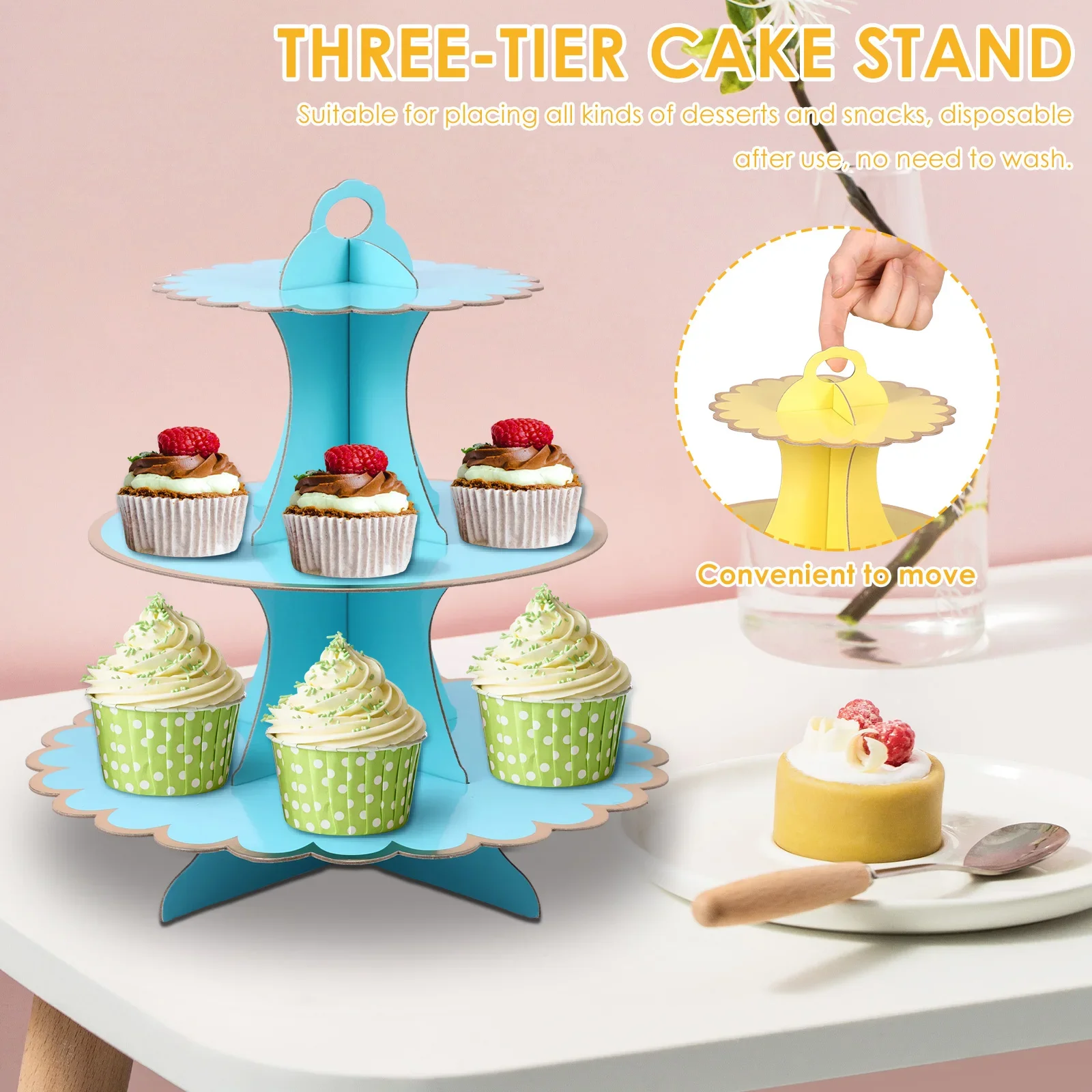 

6Pcs Cupcake Stand 3 Tiers Paper Cupcake Tower Multifunction DIY Dessert Display Stand for Holiday Birthday Wedding Party Decor