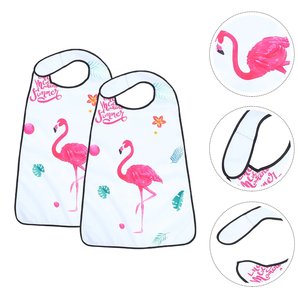 2 Pcs Clothing Adult Bib Reusable Washable Protector Household Dinner Apron Folding Elderly Practical Bibs Delicate Convenient