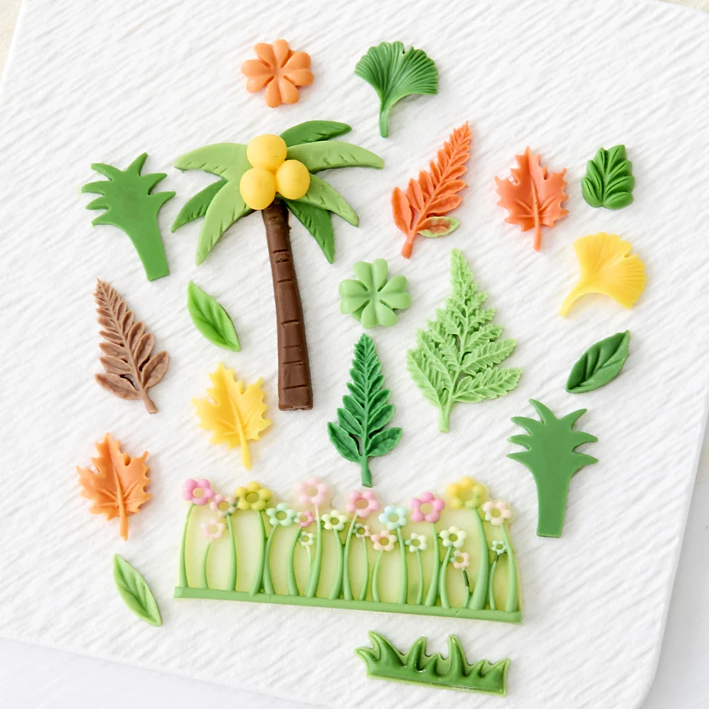 

Rainforest Plants Silicone Molds Tree Stumps Maple Leaves Flowers Coconut Trees Fondant Candy Chocolate Mould Baking Accessories