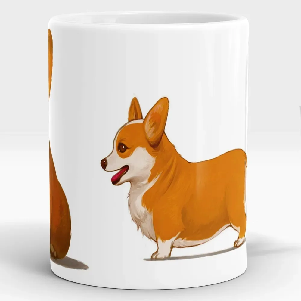 Small Short Leg Corgi Ceramic Mug, Dog Lovers and Friends Home Drinking Mug, Office Coffee Mug