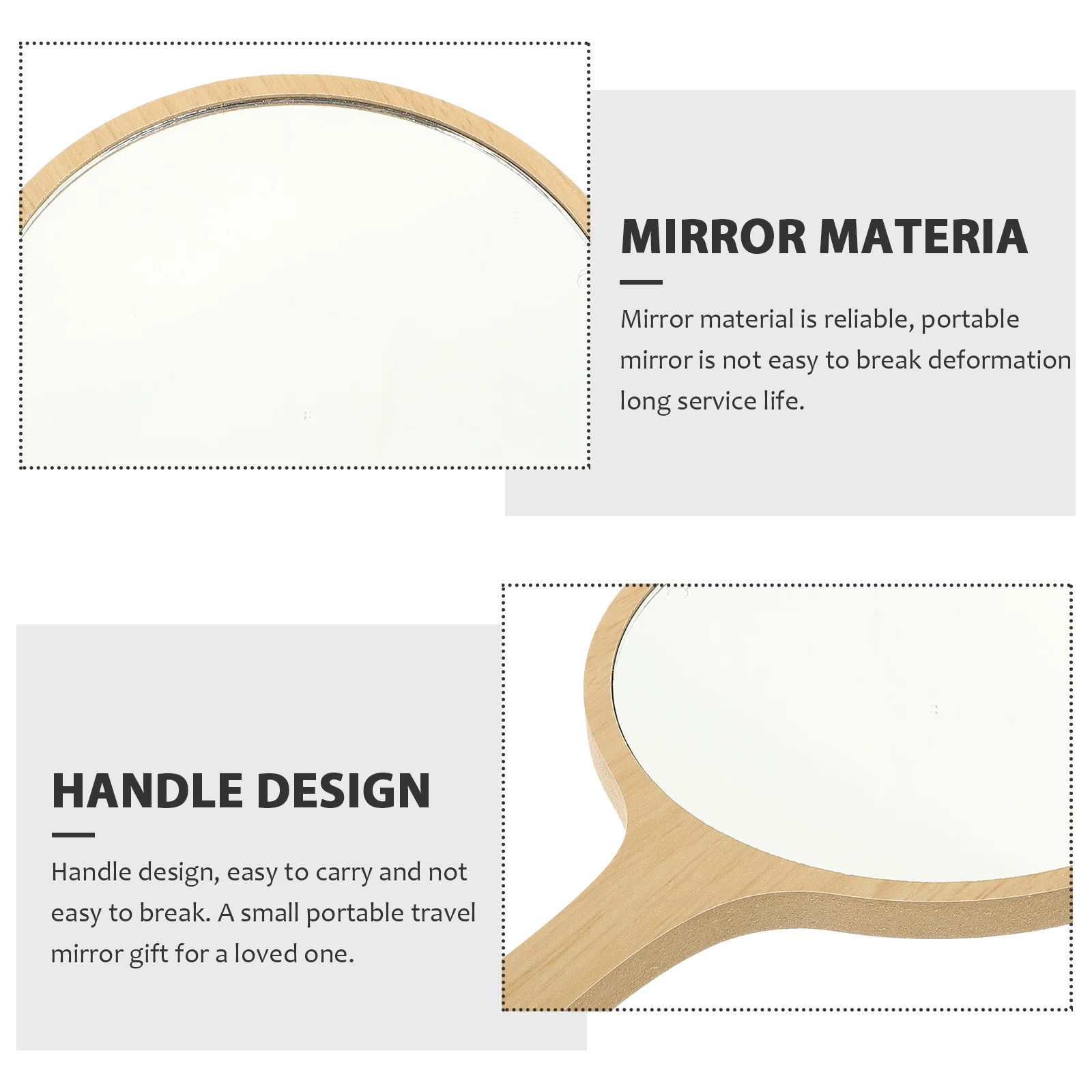 

Handheld Makeup For Women Portable Round Mirror With Wooden Handle Travel Compact Vanity Hand Mirror Lightweight