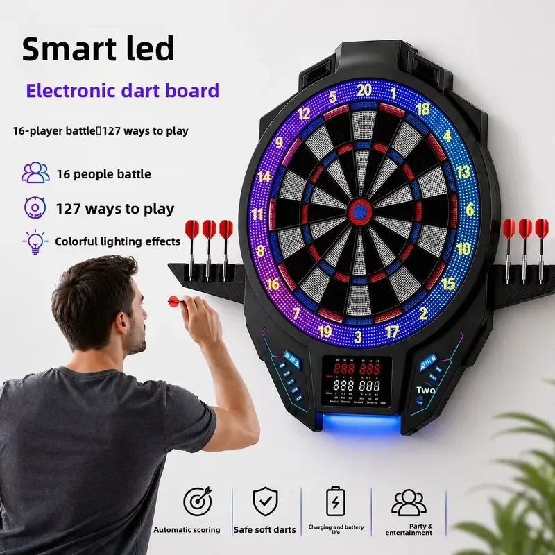 Cross-border Manufacturers Zhejiang Magnetic Safety Automatic Scoring LED Lights Dart Board Soft ABS Children Backlit Large