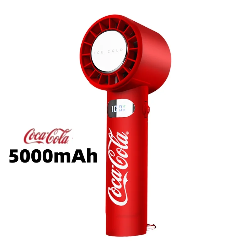 Coca Cola Draagbare Turbo Handventilator met Semiconductor Ice Sensation 5-traps variabele snelheid Mini-luchtkoeler voor buitengebruik
