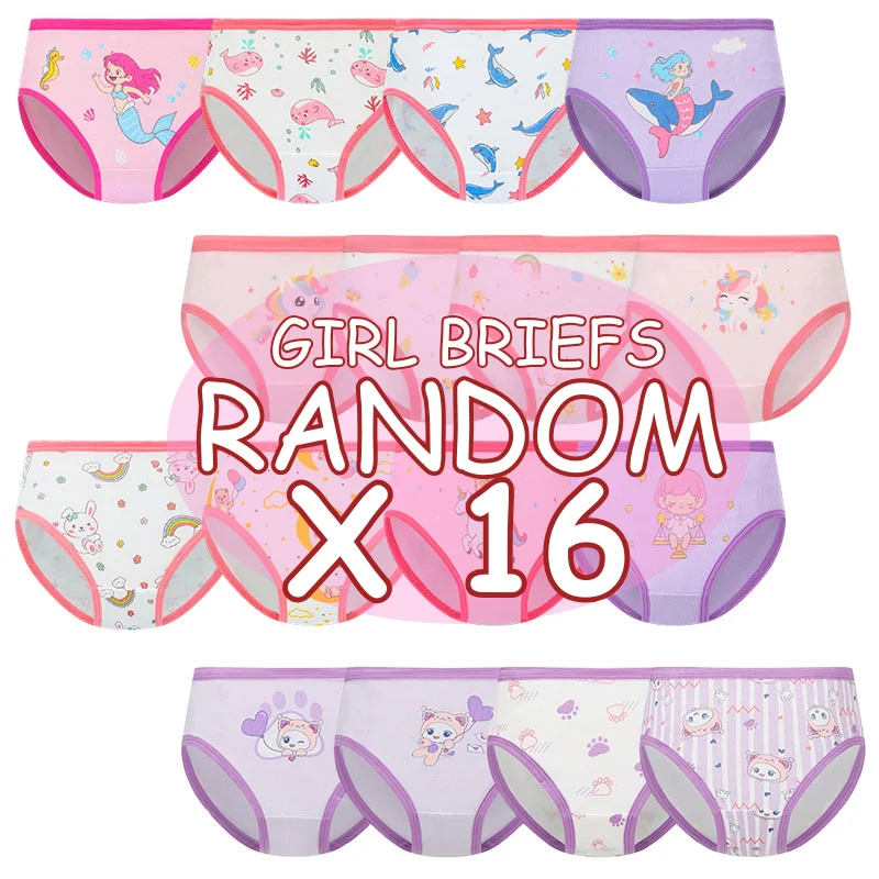 4-Piece Girls Cotton Underwear Set Rainbow Unicorn Cartoon Print Soft Breathable Triangle Briefs for Children Aged 2-9