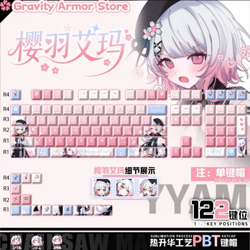 

Magical Girl Witch Trial Sakuraba Game Theme Keycaps 120 Key Cherry Profile Mechanical Keyboard Anime Cartoon Silvery Keycaps