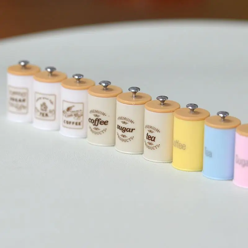 Modelos de tarros de almacenamiento en miniatura de inspiración nórdica para casas de muñecas, juego de organizador de cocina de 3 piezas, caja de dulces para niños, latas de productos secos