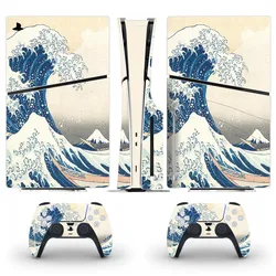 Great Wave PS5 Slim Disc Skin Sticker Decal Cover for Console and 2 Controllers New PS5 Slim Disk Skin Sticker Vinyl