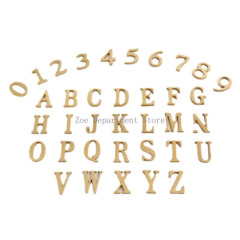 Brass house number Dormitory room number Household door Box metal English alphanumeric copper sticker number plate