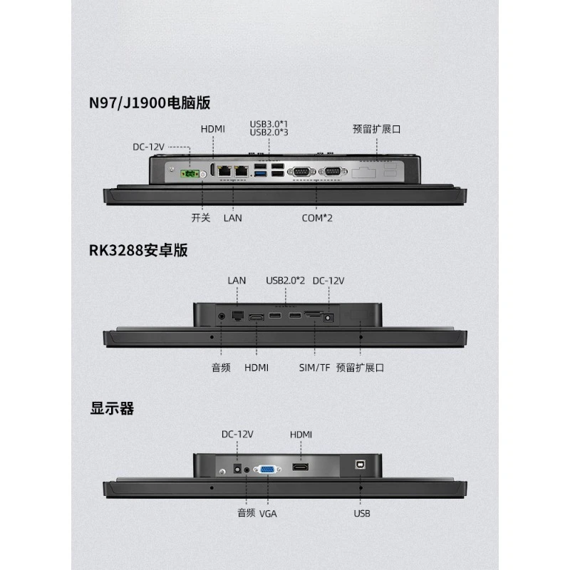 10.1/13 3/15.6/19/21.5 inch industrial panel computer monitor inlaid capacitive touch industrial control machine