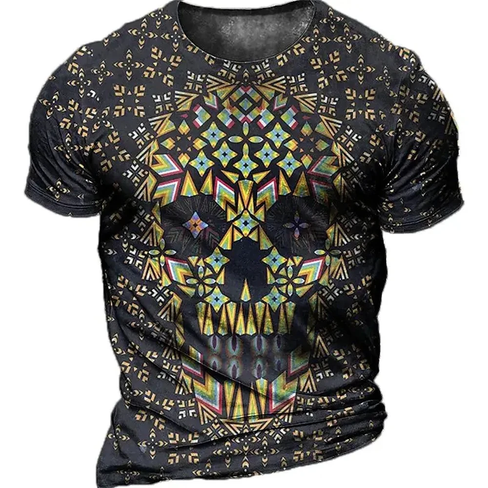 

2024 New Men's Horror Skull 3D Printed T-shirt Fashion Casual Short Sleeved T-shirt Plus Size Men's 6XL Clothing