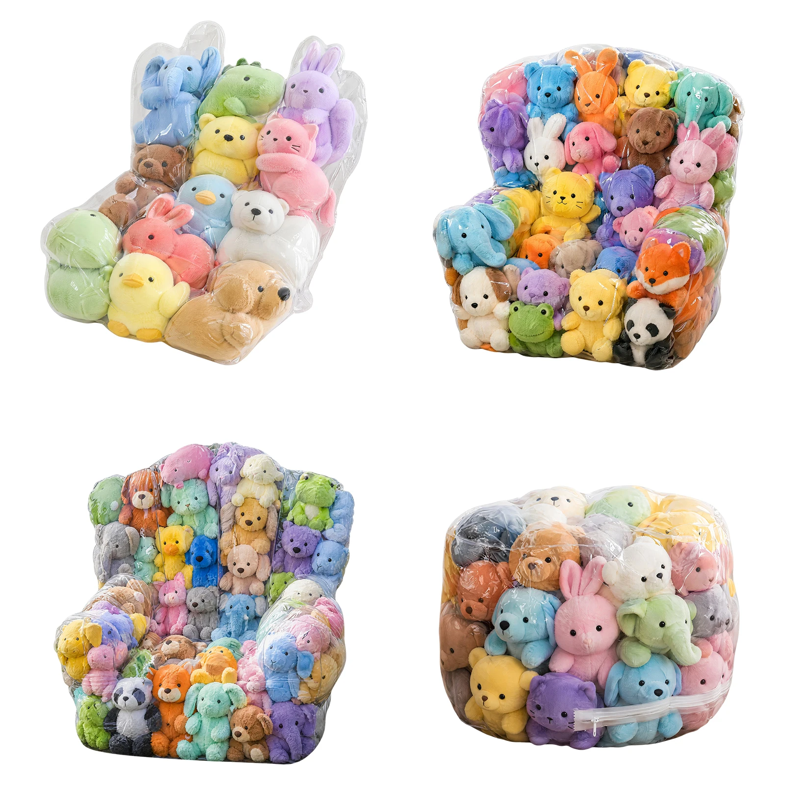 Clear Stuffed Animal Storage Bean Bag with Zipper for Home Decor Transparent PVC Chair Cover Waterproof Cover Only & No Filler
