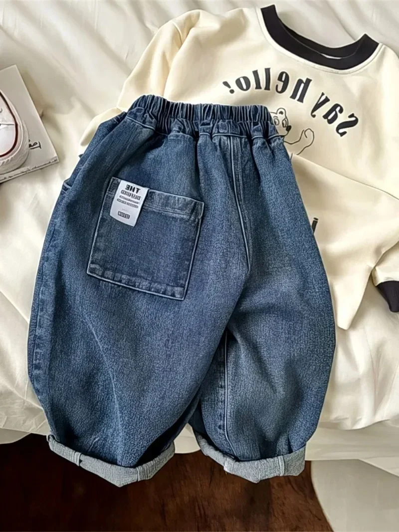 2025 Spring Summer Children's Clothes Girls Jeans Cotton Loose Baby Boys Harem Pants 1-7Year Toddler Kids Casual Denim Trousers