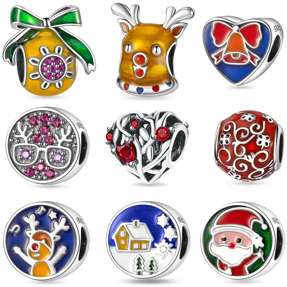 

Original Charms 925 Silver Love Rose White House Snowflakes Antlers Deer Beads Fit Bracelet Women Accessory Diy Making Gift