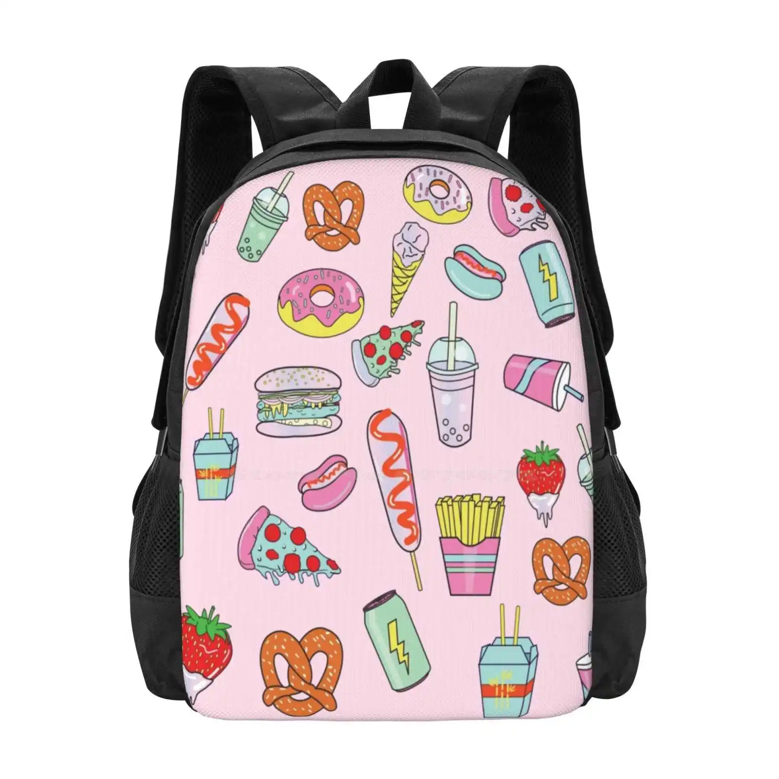 Dreaming Of Hot Sale Backpack Fashion Bags Pastel Art Kawaii Art Pattern Sweets Hot Dogs