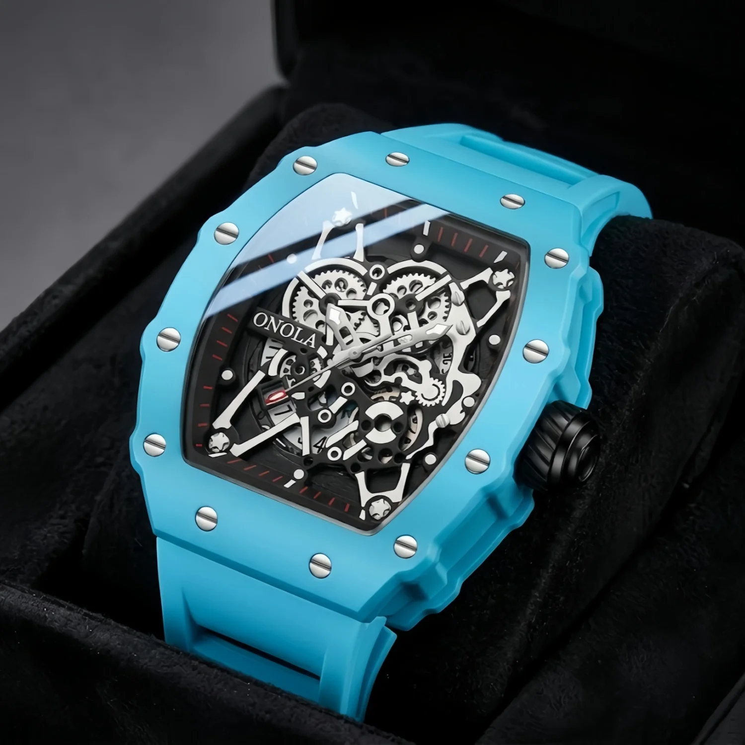ONOLA Men's Watch Alloy Case Silicone Strap Waterproof Night Light Calendar Watch Outdoor Daily Boyfriend Birthday Gift