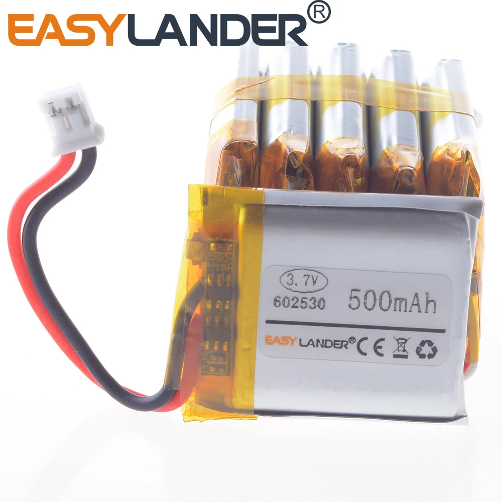 Image of Silikondraht 602530 CE+Rohs 3,7 V 500 mAh wiederaufladbarer Li-Polymer-Li-Ionen-Akku Lipo-Akkus JST2.0 2P JST 2,54 2p