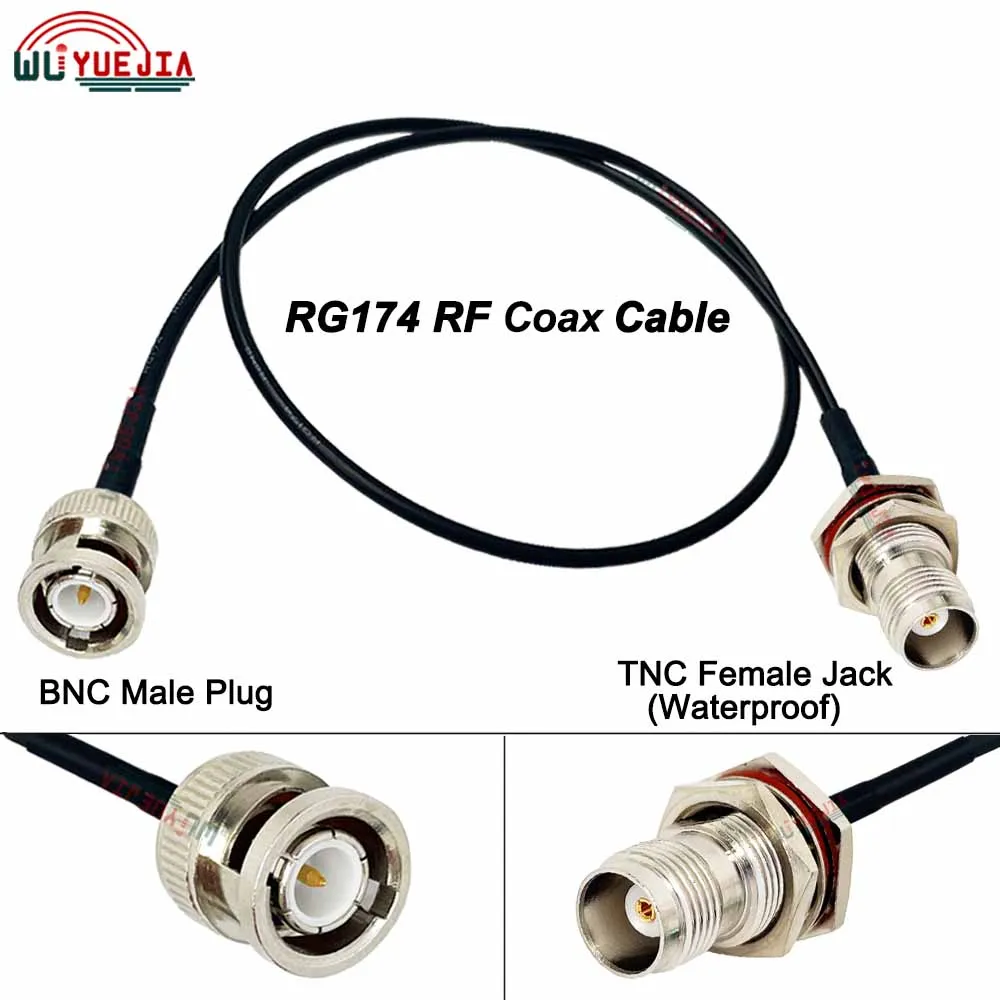 Waterproof RP-TNC Female to BNC Male RG-174 RF Coaxial Cable Low Loss Shielded Antenna Pigtail Jumper Wire For RF Communication