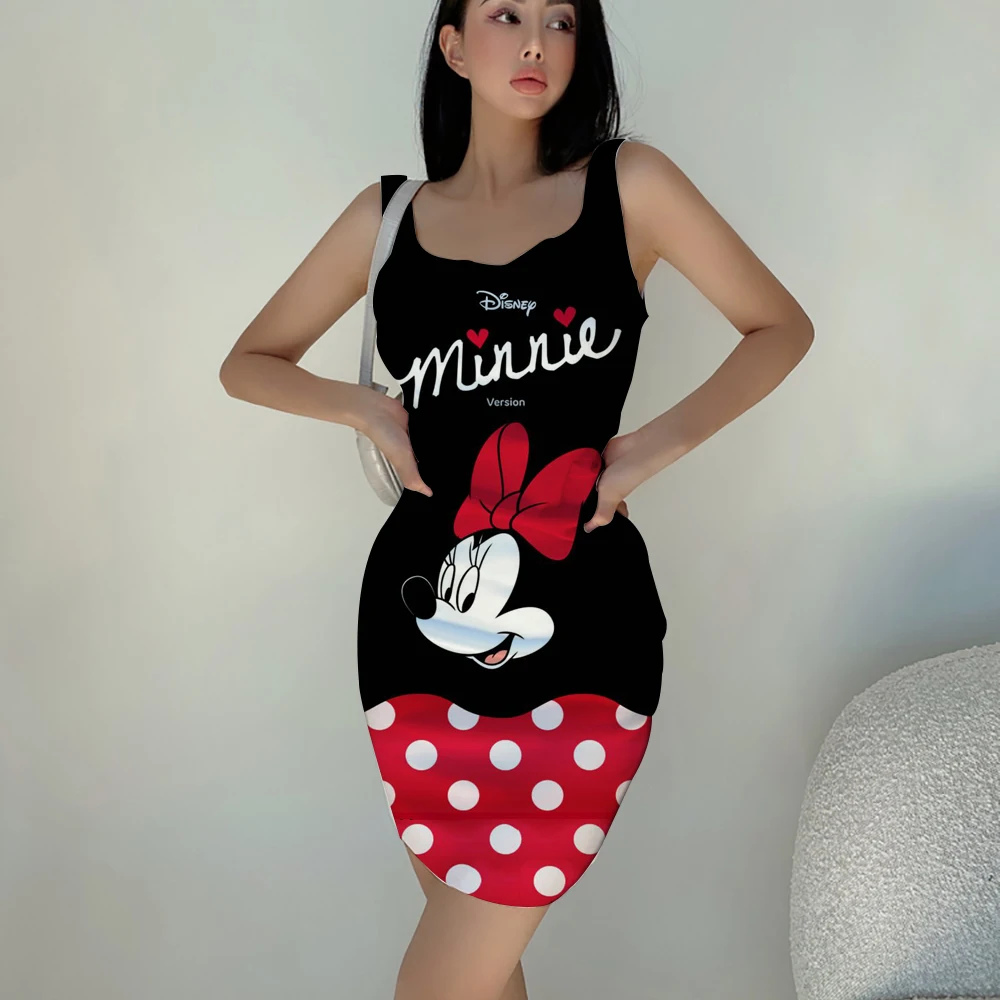 Women's dress in summer Disney Disney sleeveless 2024mini dress female sexy 3D printing dress