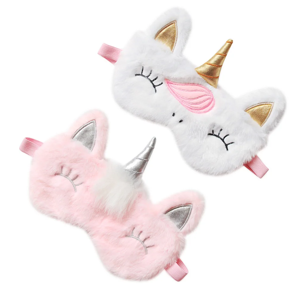 

2pcs Unicorn Eye Mask Lightweight Sleep Eyeshade Breathable Comfortable Night Blindfold For Travel Work Naps Hair-Free Strap