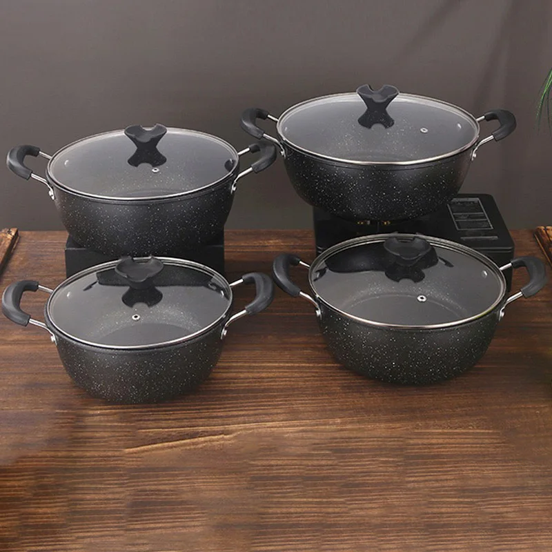 Factory Wholesale Non-Stick Metal Soup Pot Double-Ear Health Stew Household Steamer for Gas Stove Induction Universal Cooker