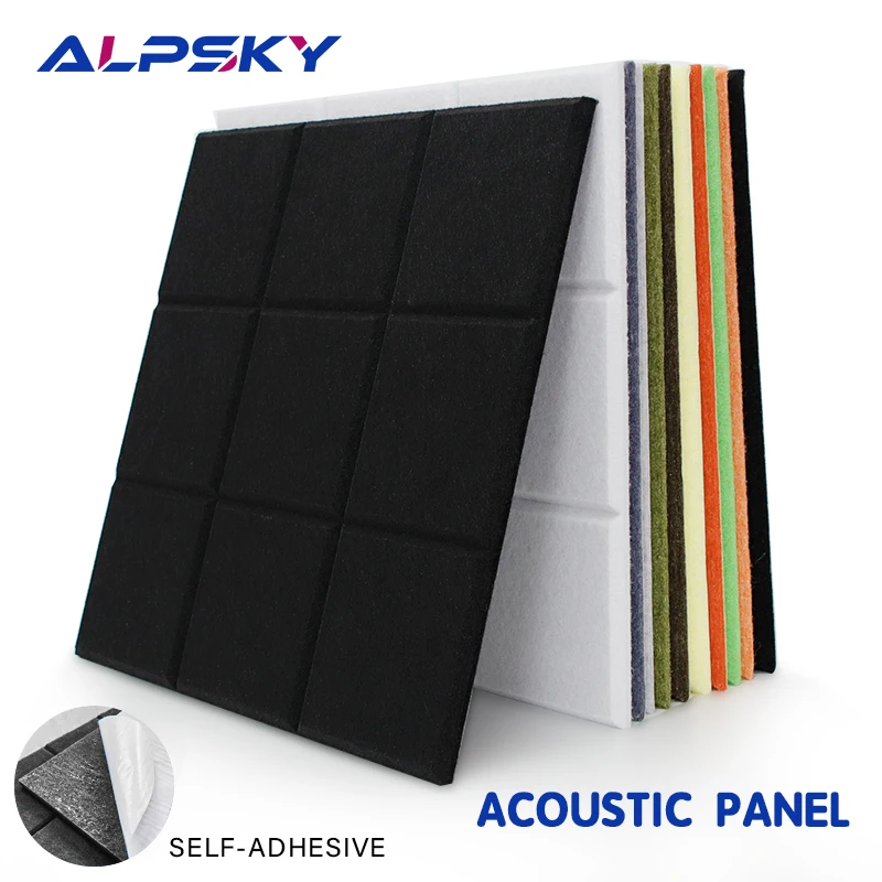 

10Pcs Square Nine Grid Self-adhesive Strong Soundproofing Wall Panels Sound Proof Acoustic Panel Meeting Room Nursery Wall Decor