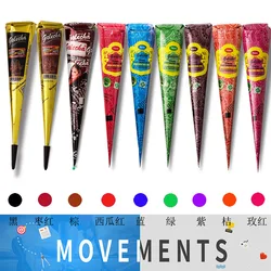 12Pcs Henna Tattoo Paste Black Brown Red White Henna Cones Indian For Temporary DIY Tattoo Sticker Body Paint Cone henne