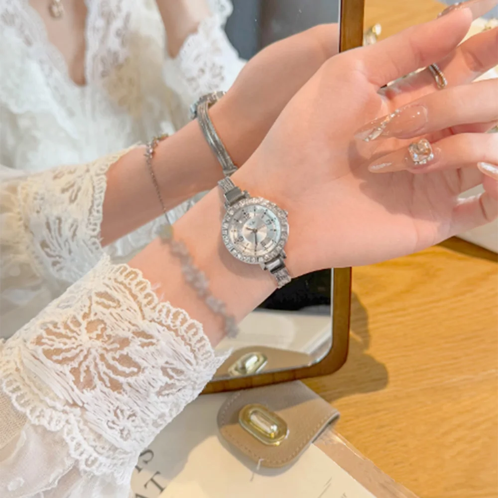 Fashion style minimalist luxury fringe bracelet with quartz watch for women‘s girl party gift jewlry wholesale