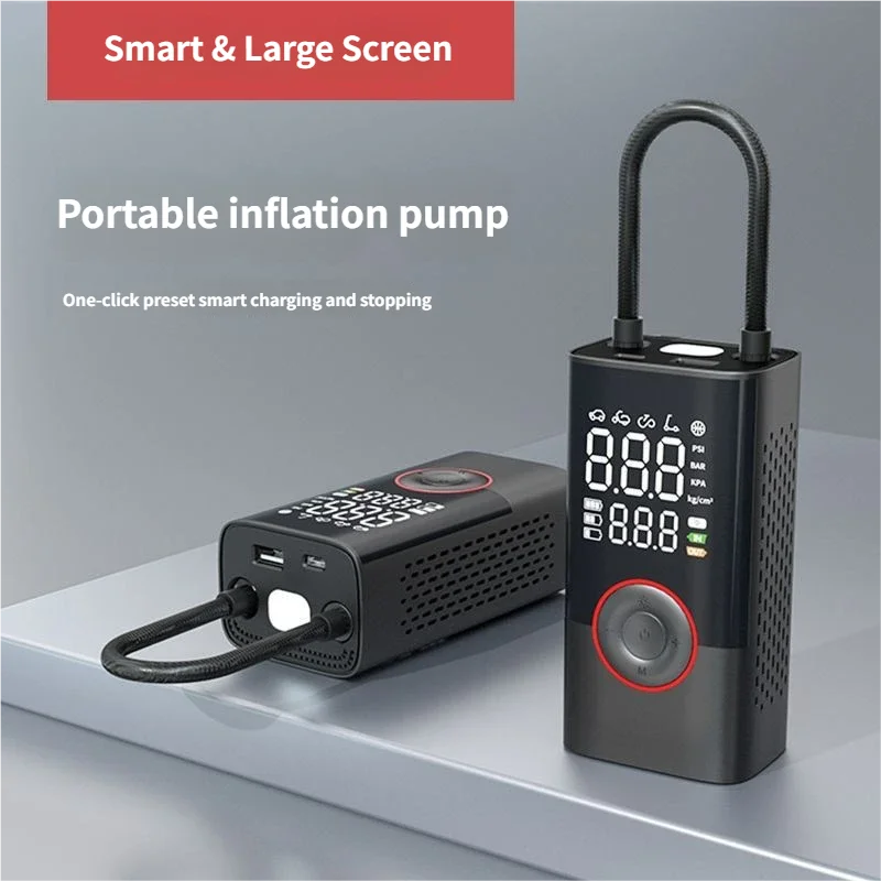 For 1pc 150PSI Smart Air Pump Tire Inflator Portable Air Compressor with Digital Pressure Gauge for Car Bike Motorcycle Ball