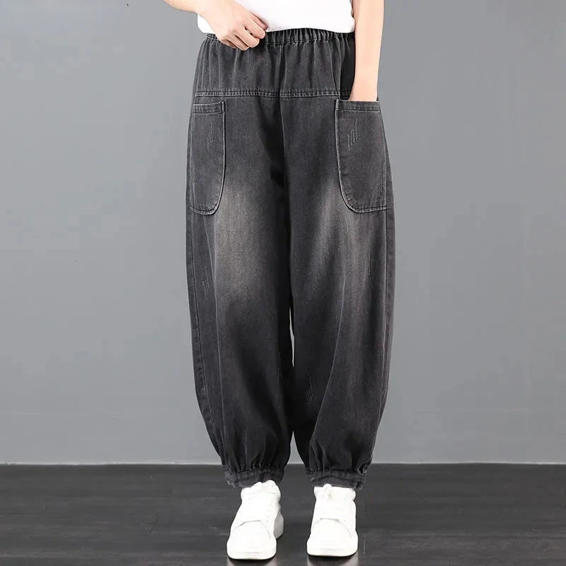 

Oversize High Waist Women Harem Ankle-Length Jeans Spring Baggy Causal Vintage Denim Pants Korean Fashion Vaqueros J170