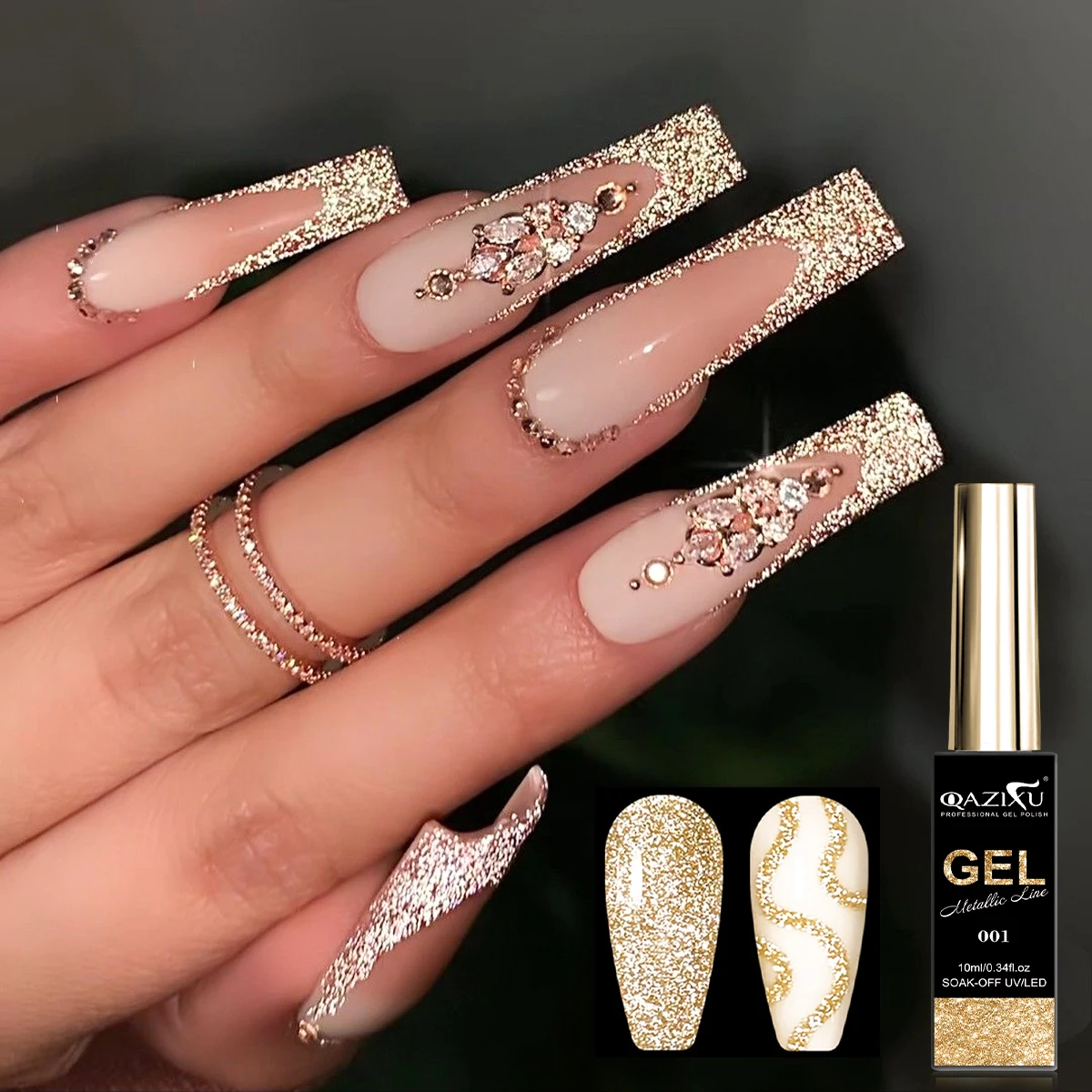 10ml Golden Liner Gel French Silver Gel Nagellack Glitzer Semi-Permanent Lack Abziehbarer UV LED Malerei-Gel Nagelkunst DIY