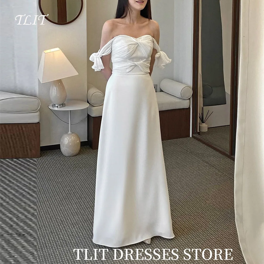 

TLIT Elegant Satin Evening Dresses Strapless Bow Prom Gowns Korea Wedding Dress Photos Shoot Customized Floor-Length Gowns
