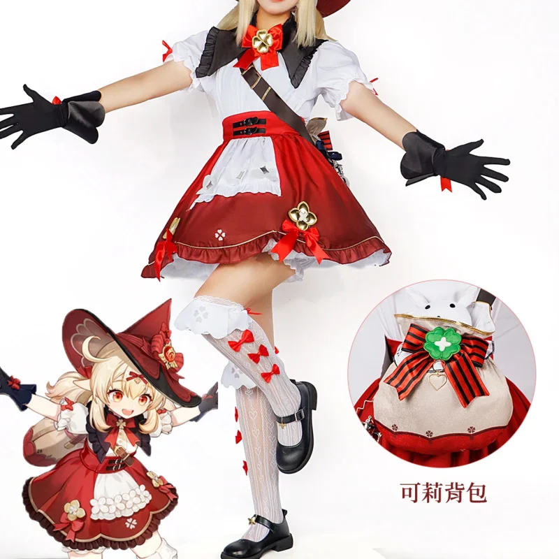 Klee Bloeiende Starlight Cosplay Kostuum Genshin Impact Jurk Nieuwe Huid Heks Lolita Outfit Hoed Halloween Feest Vrouwen Set