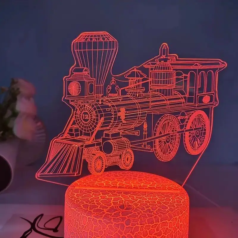 1pc  Train  3D Night Light, 3D Optical Illusion Lamp With Touch, 7-Color Changing Ambient Light For Bedroom