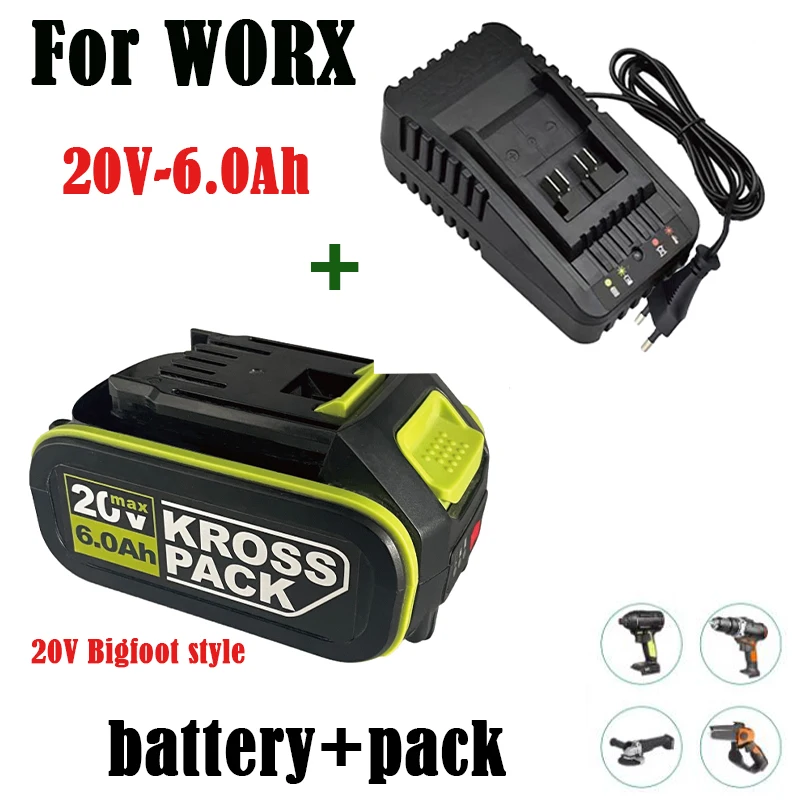 WA3016 WA307 WU535 for Worx 20V Battery Replacement Li-Ion Cordless Power Tools WA3551 WA3572 WA3553 WX390 WX176 WX178 WU268