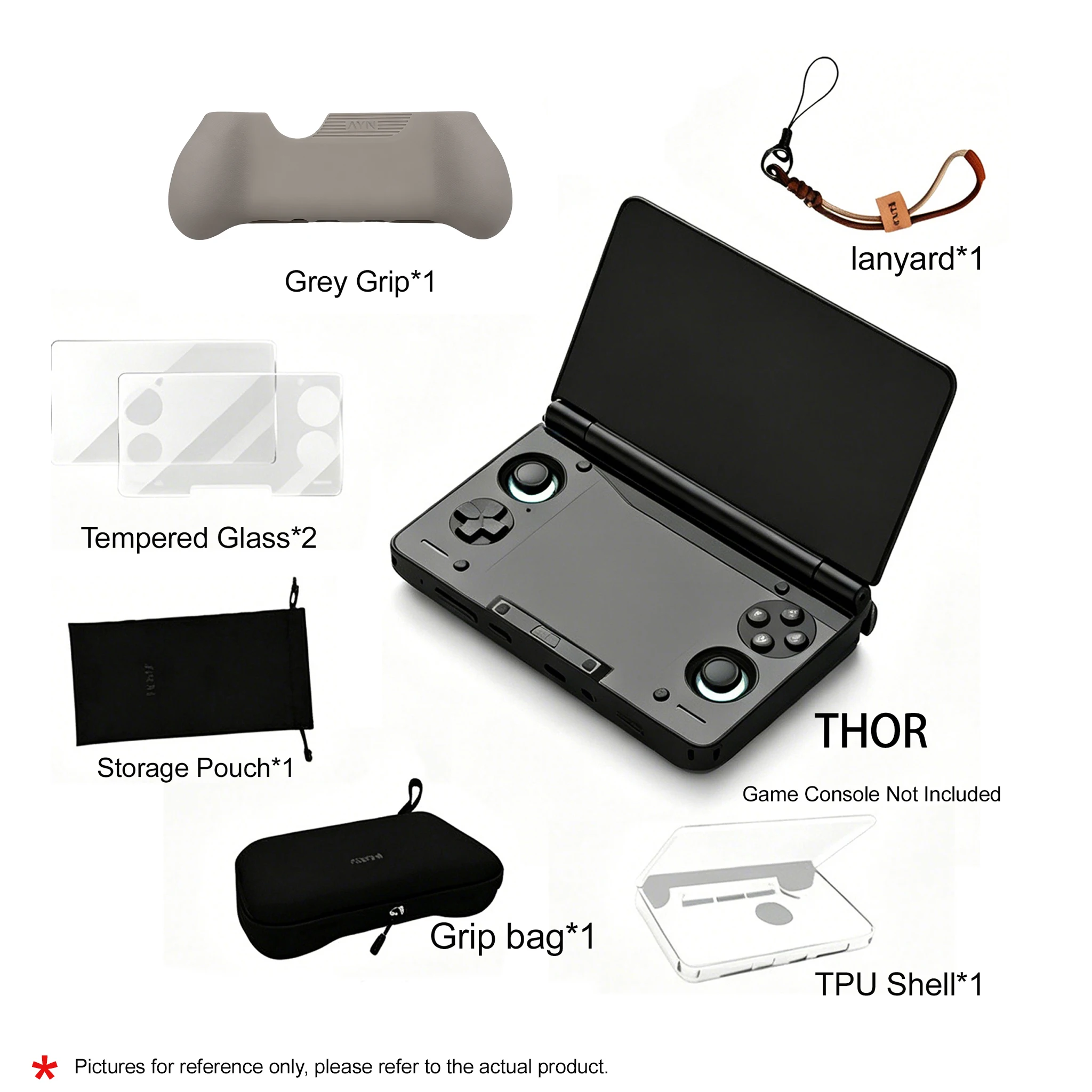TPU-hoes Handheld console Transparante beschermhoes Schermbeschermer Set voor AYN THOR Anti-valhoes Shell Grip-opslag