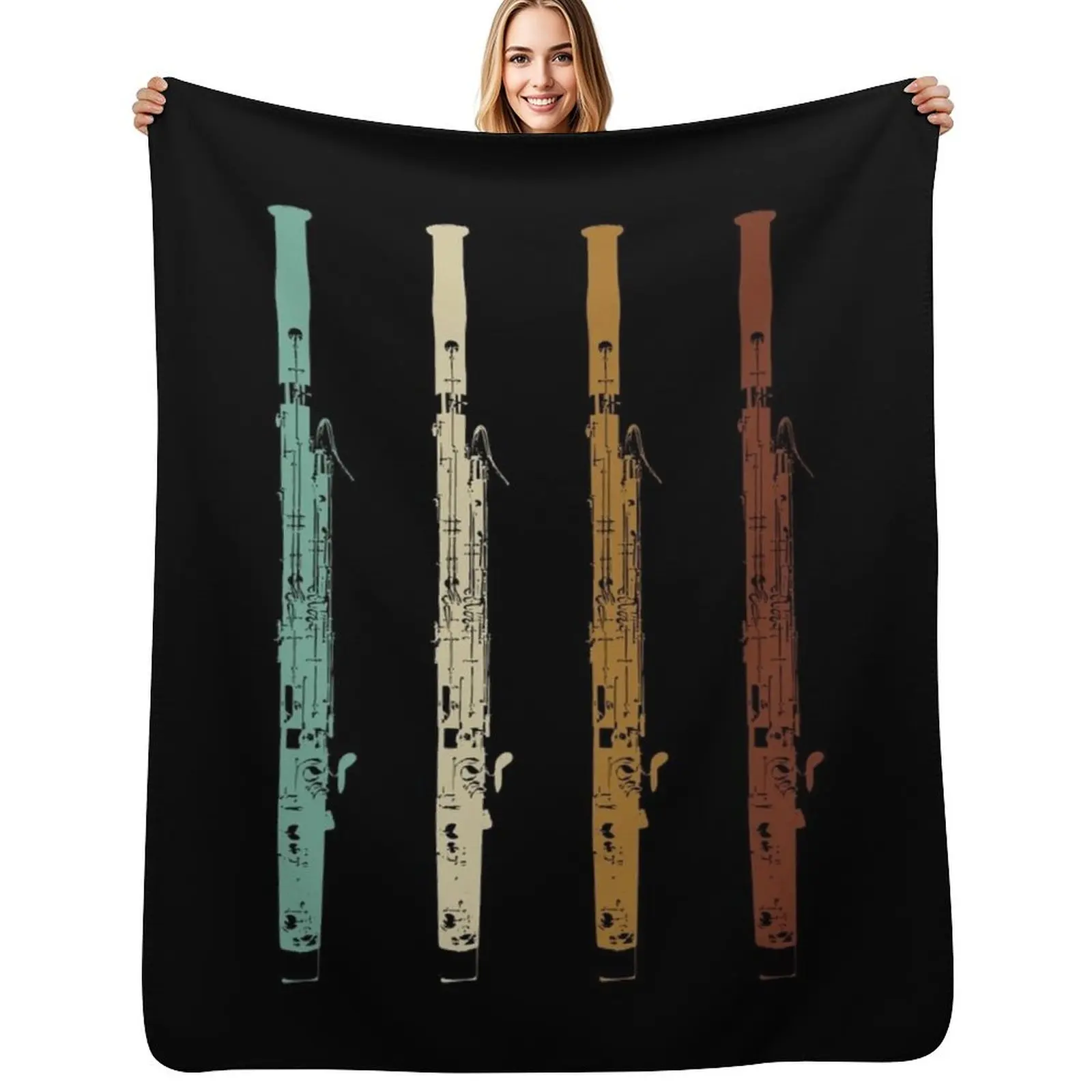 

Retro Vintage Bassoon Gift Bassoonist Band Bassoon Player Throw Blanket Warm Thermals For Travel Loose Furrys Blankets