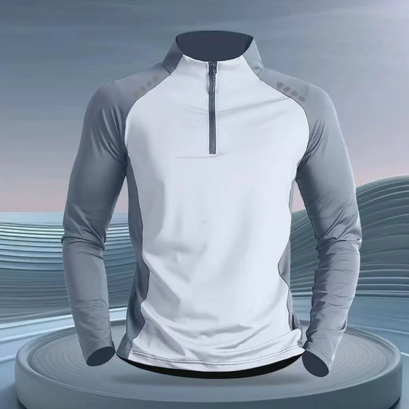 Men's Sporty Long Sleeve T-Shirt Quick Dry Half Zip Thin Polyester Fiber Running Outdoor Fitness Cycling Top Spring Autumn