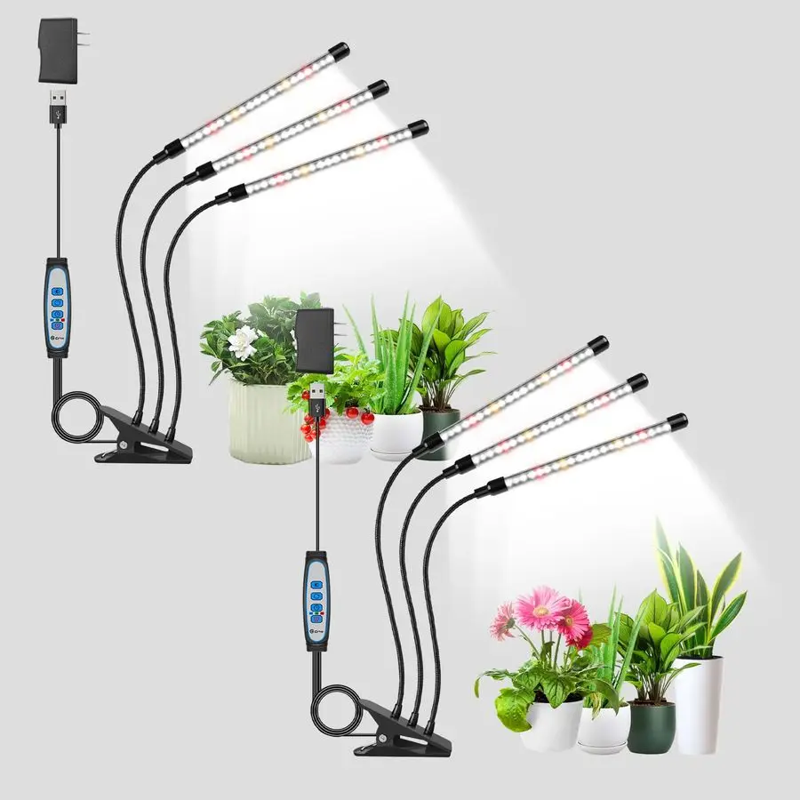 

Grow Lights for Indoor Plants, 2 Pack 6000K Full Spectrum Plant Lights Indoor, White LED Plant Growing Lamp with Auto ON amp Off