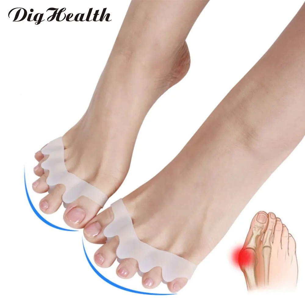 Dighealth 5 Holes Silicone Pedicure Foot Care Fixed Toe Separator Hallux Valgus Overlapping Toe Correction Legs Finger Protector