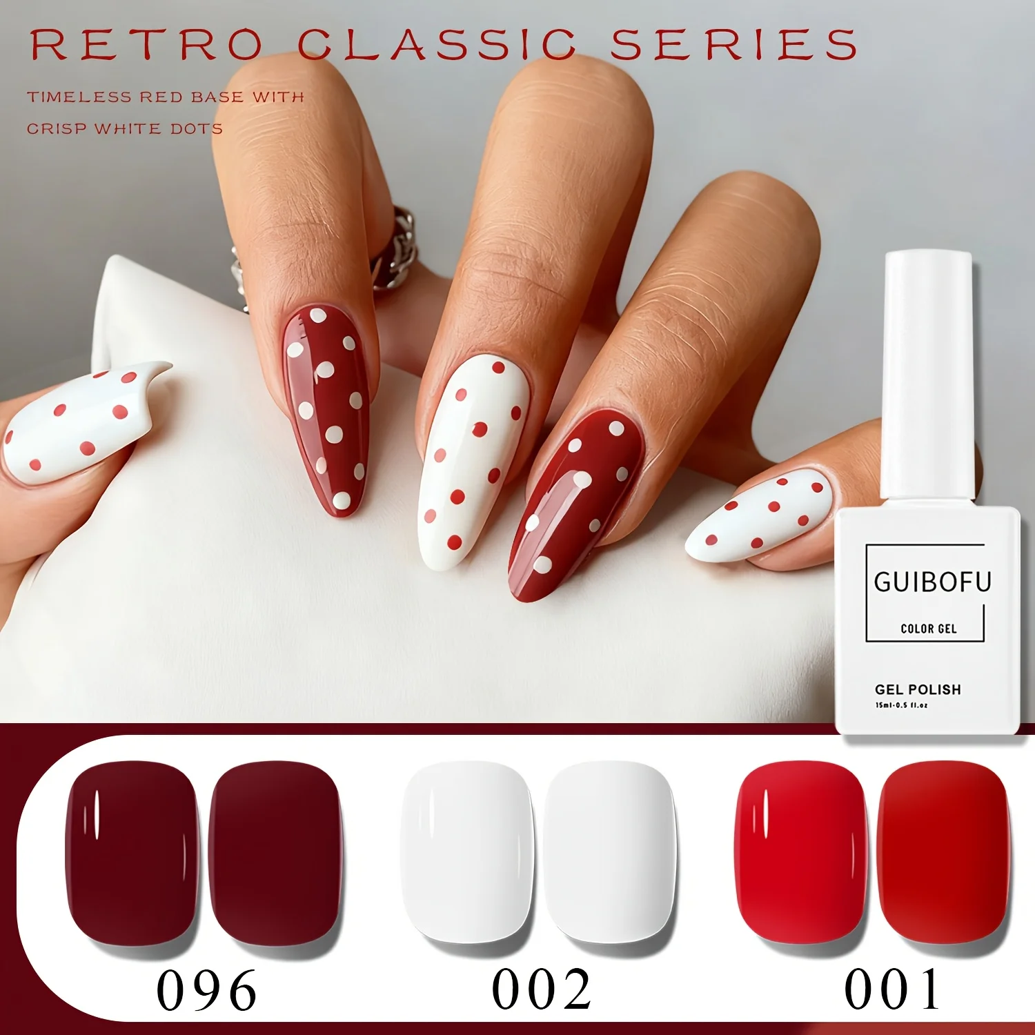 ชุดเจลทาเล็บ 3 ชิ้น, 0.51 ออนซ์ต่อขวด, คอลเลกชันลายจุด, ชุดทำเล็บเจลแบบถอดออกได้, เล็บแฟชั่น DIY, เล็บทันสมัย