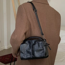 Fashion Boston Bucket Bags Ladies Top-handle Purse Pu Leather Women's Messenger Bags Vintage Simple Female Business Shoulder Bag