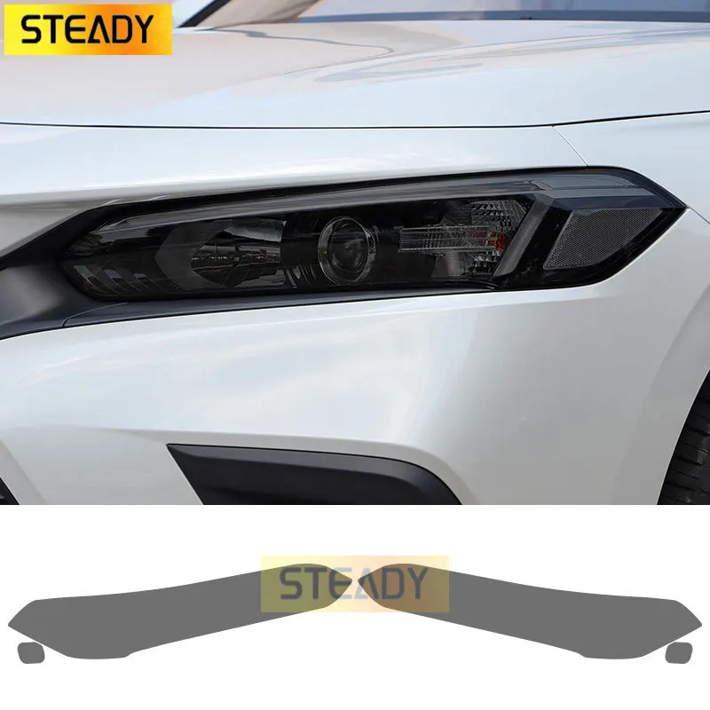 

2 Pcs Car Headlight Protective Film Front Light Transparent Smoke Black TPU Sticker For Honda Civic 11th Gen 2022 Accessories