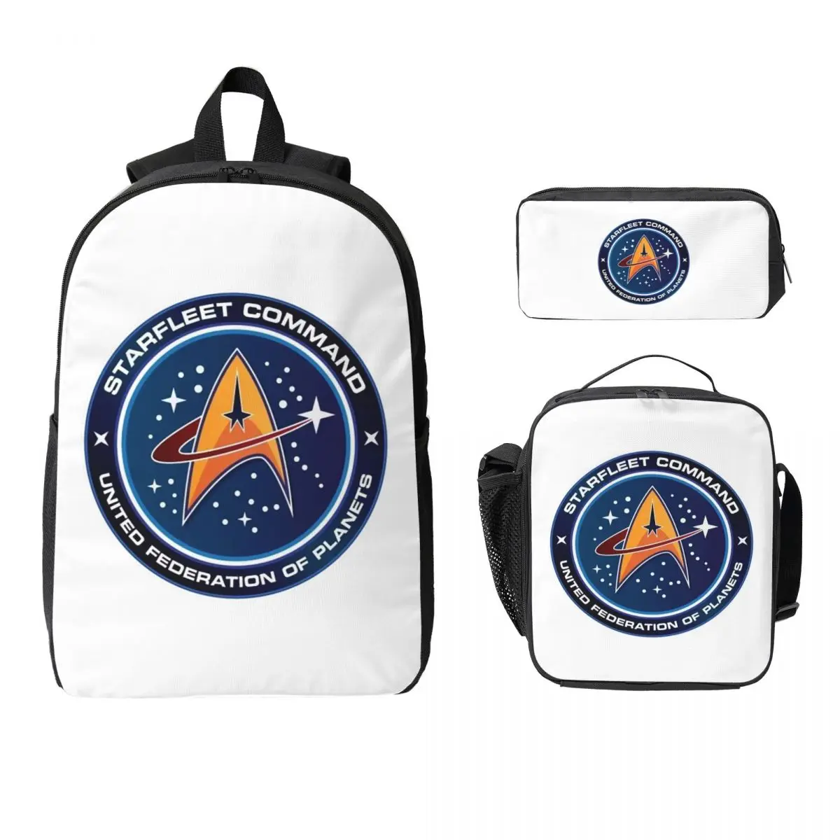 

Star Treks Science Fiction TV Series Backpack BookBag School Bag Computer Shoulder Bags 3ps Insulated Lunch Bag Pencil Case