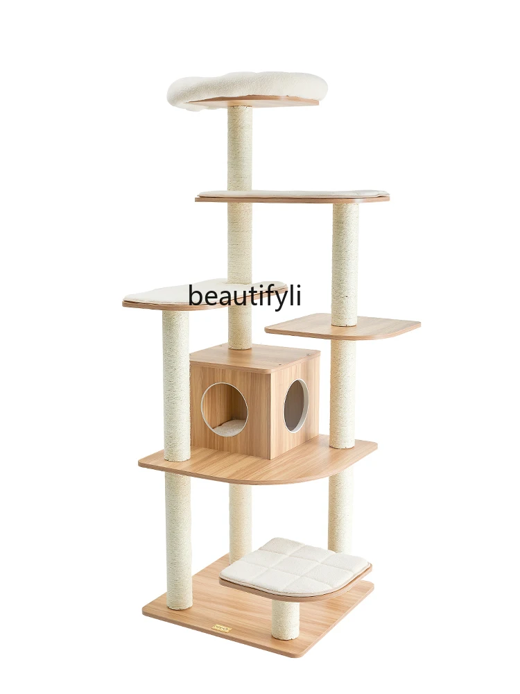 Large Cat Climbing Frame Luxury Cat Scratch Trees Wooden Cat Tree Integrated Sisal Mill Pet Supplies