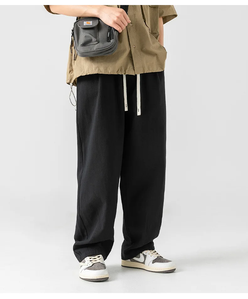 Pure cotton casual pants retro double pleated versatile streetwear track pants sweatpants