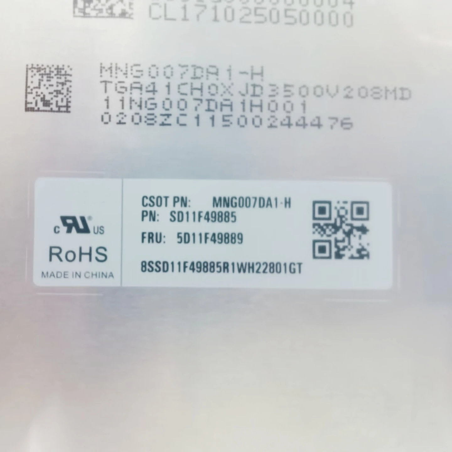 MNG007DA1-H 16 Inch Lcd-Scherm Qhd 2560X1600 Ips Paneel 60Hz 30Pins Non-Touch Sd11f49885