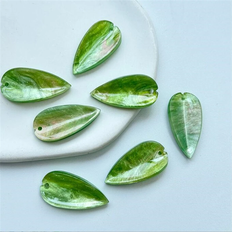 10pcs/lot new creative Imitate shell leaves beads acetic acid connectors for diy earrings hairpin jewelry making accessories