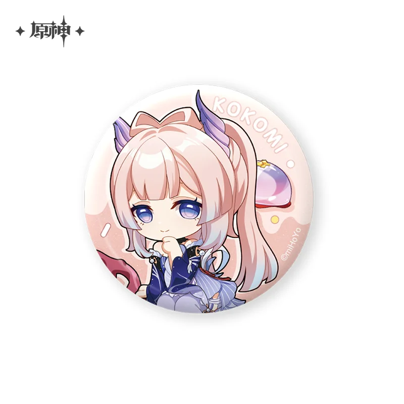 58MM Anime Cartoon Brooch Game Genshin Impact Cosplay DIY Accessories Sweet Summer Theme Metal Badge Ayato Kokomi Shogun Childe