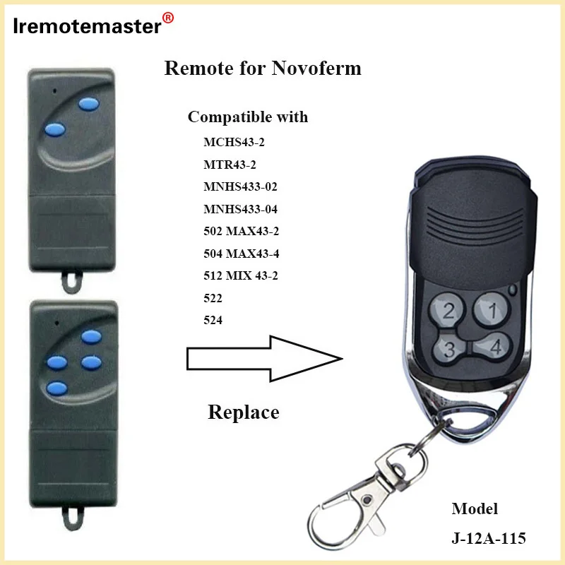 

For NOVOFERM NOVOTRON 502 MAX43-2 504 MAX43-4 512 MIX 43-2 MTR43-2 MCHS43-2 MNHS433-02 433.92MHz Rolling Code Remote Control